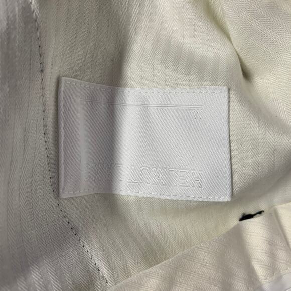 HELMUT LANG Size 6 Seatbelt Black Pink Wool Straight Zip Fly Dress Pants - Picture 5 of 7